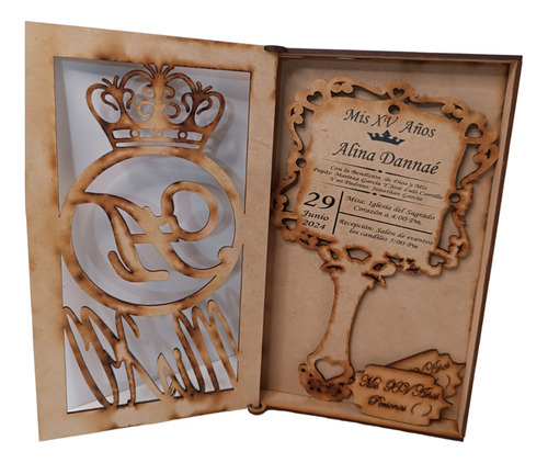 35 Invitaciones De Espejo Grabado Y Cajita De Madera Mdf
