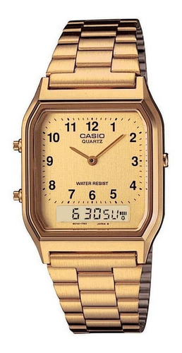 Reloj unisex Casio rectangular dorado AQ-230ga-9bmq