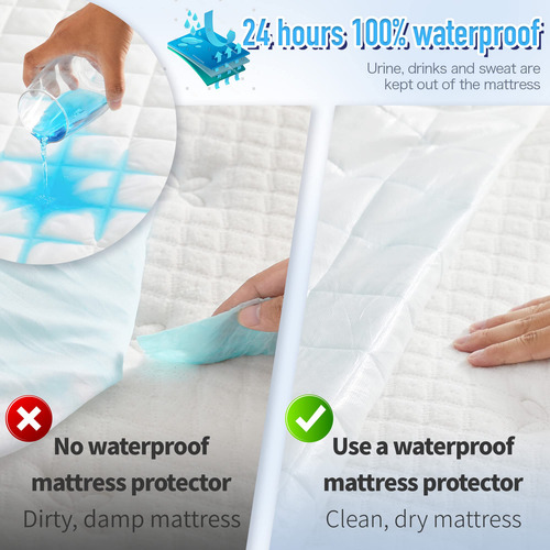 Mattress Pad Protector Hyleory Queen Size Waterproof Dark Gr