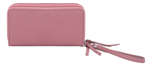 Billetera Fichero Mujer Cuero Sintetico Monedero Tarjetero Color Rosa Diseño De La Tela Liso