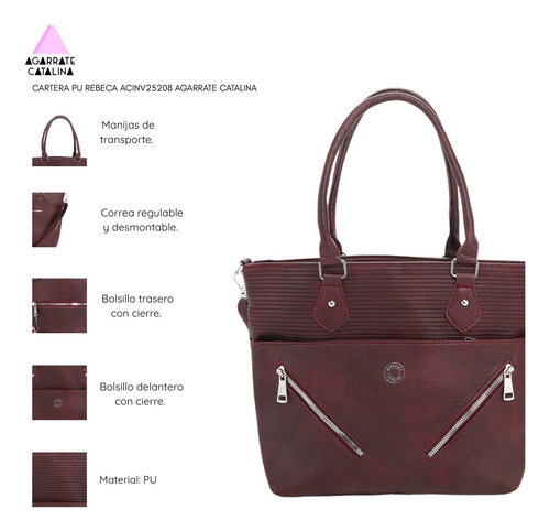 Cartera Pu Rebeca Agarrate Catalina Negro Liso Níquel Negro