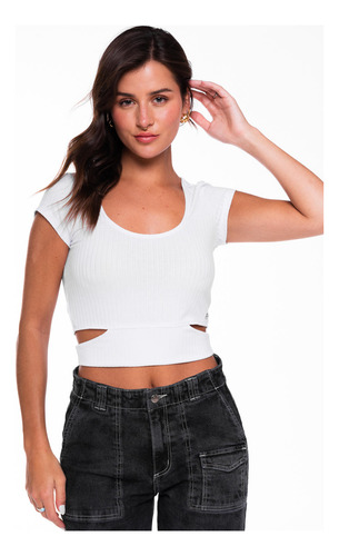 Polera Manga Corta Para Mujer Efesis Polera Leyla Crop Abert