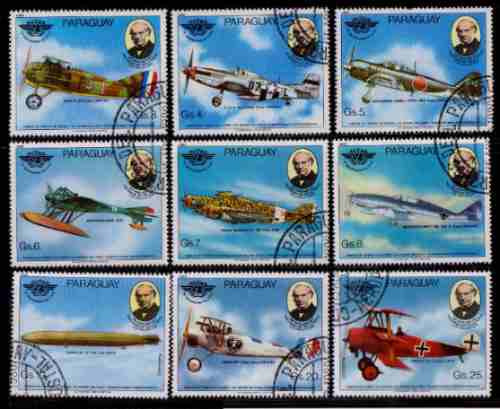 Paraguay 1980 Aviones Serie Completa 9 Valores Con Aereos