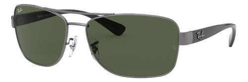 Óculos de sol Ray-Ban RB3518 armação de metal cor matte gunmetal, lente green clássica, haste black de metal