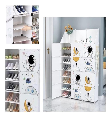 Armário Infantil Sapateira Modular 12 Portas 25 Prateleiras