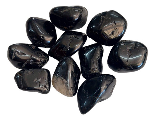 Kit 10 Pedras Turmalina Negra Rolada Pequena