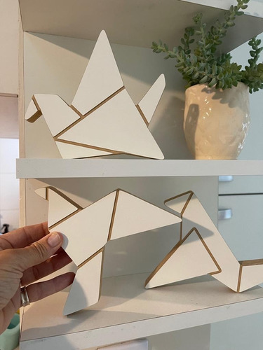 Trio De Grullas Origami Figuras Decorativas En Madera Mdf 