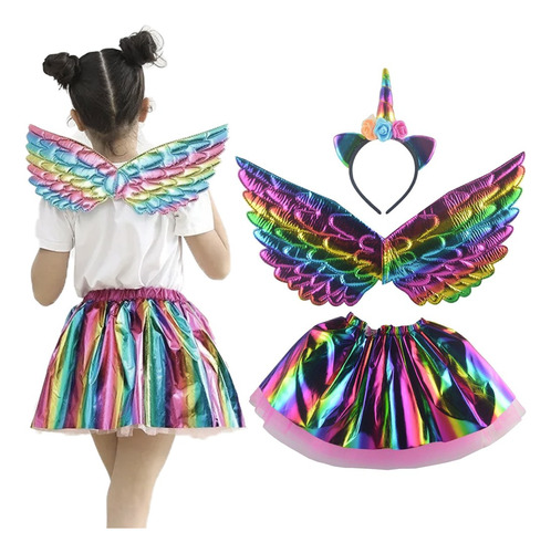 Conjunto De Disfraz De Unicornio, Diadema/alas Y Tutú