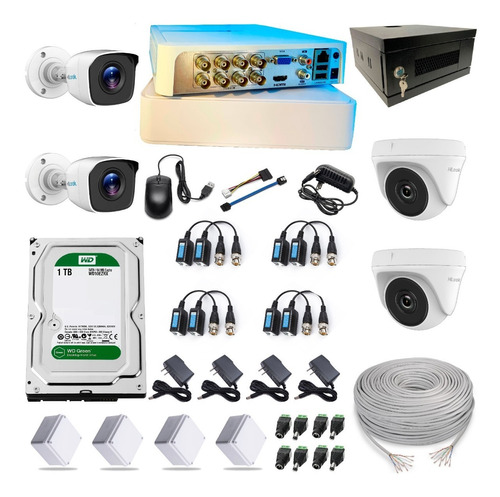 Camaras Hikvision Hilook Dvr 8ch +4 Cám 1080p + Disco + Rack