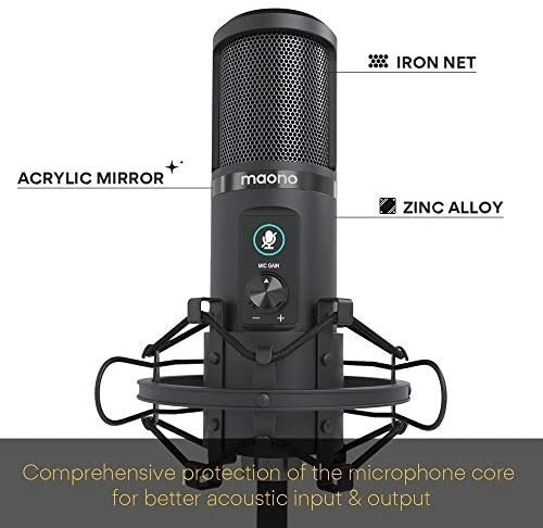 Imagen 2 de 6 de Microfono Usb + Soporte + Antipop Radio Podcast Maono Pm421