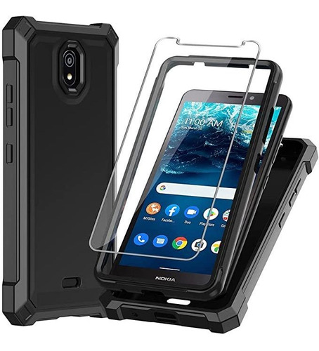 Para Nokia C100 Funda, Con Protector De Pantalla De Vidrio T