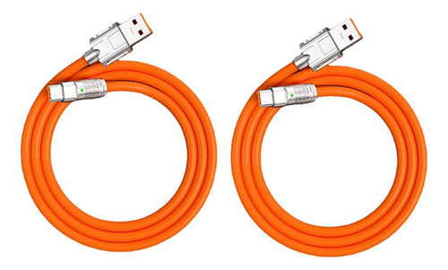 2 Pcs Cable Datos Carga Súper Rápida Usb Tipo C 120w 6a 2m