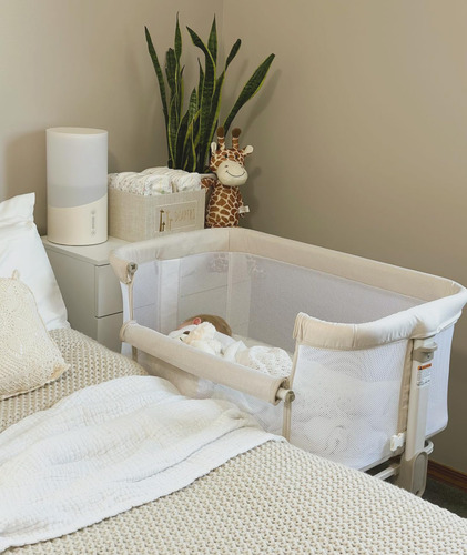 Moisés De Malla Ajustable Para Bebé Con Ruedas, Color Beige