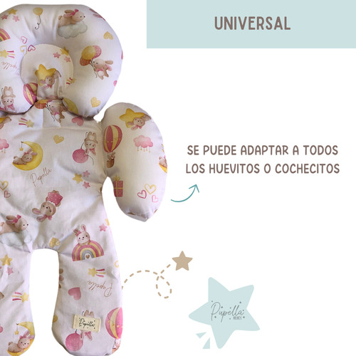 Reductor Bebe Huevito Cochecito Universal Reversible Algodon Conejitas