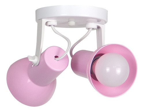 Luminaria Spot Kids Quarto Infantil Rosa 2 Lampadas 110V/220V