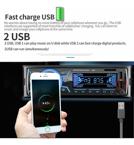 Imagen 9 de 9 de Reproductor De Mp3 Estéreo Para Coche Con Bluetooth Auxiliar