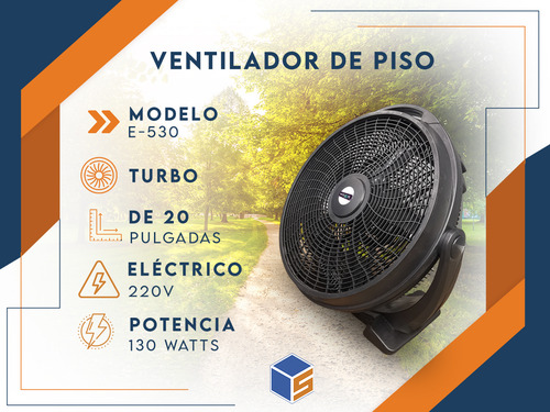 Ventilador De Piso Semi Industrial Turbo Negro Con 5 Palas