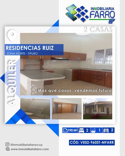 Imagen 1 de 23 de Se Alquila Casa En Residencias Ruiz Tipuro Al02-142st-mfarr