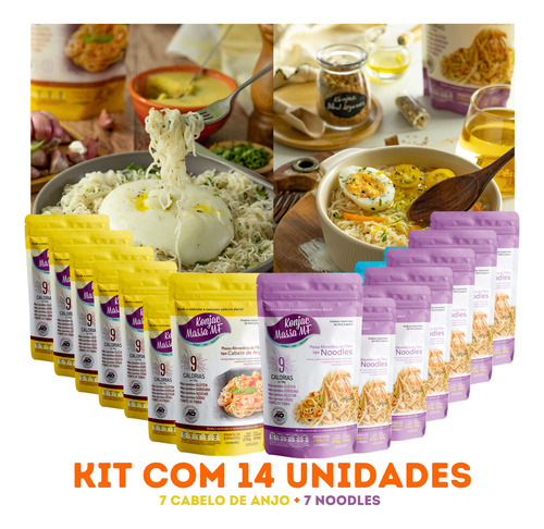 Kit 14 Tipo Macarrão Konjac Noodles + Cabelo De Anjo Dieta