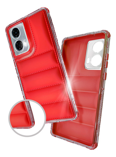 Funda Puff Moto Edge 50 Fusion Con Mica Rojo
