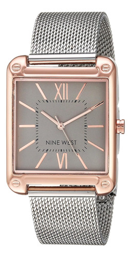 Reloj Nine West, Para Mujer, Correa De Malla, Plateado