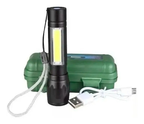 Mini Linterna Tactica Led Zoom Recargable Usb Estuche