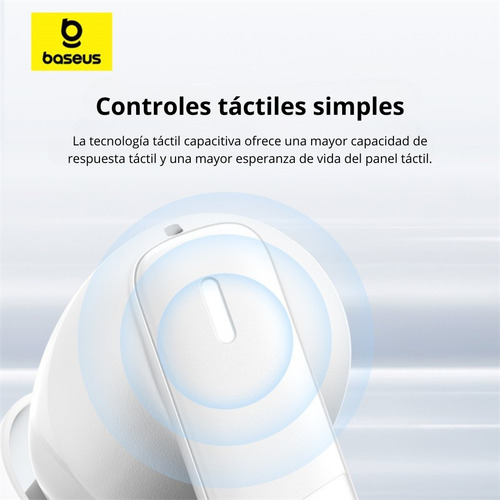Audifonos Inalambricos Bluetooth 5.3 Baseus Bowie E20 33 horas con el estuche de carga hasta 6 horas de uso continuo resistente al agua IPX5 compatible con Android iOS Windows Color Blanco