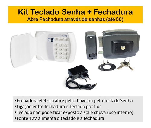 Teclado Senha Controle Acesso Conect +fechadura + Fonte