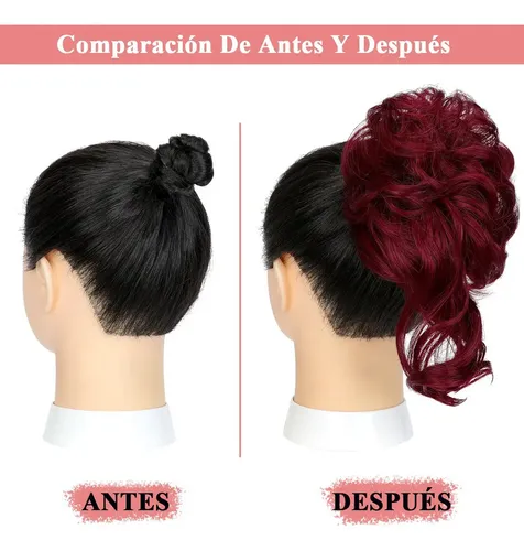 Extensión De Cabello Chongos Postizos Moño Con Clip De Garra Color Vino ...
