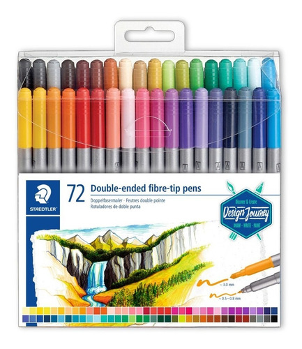 72 Marcadores Staedtler Doble Punta De 0,5 Y 3 Mm De Trazo 