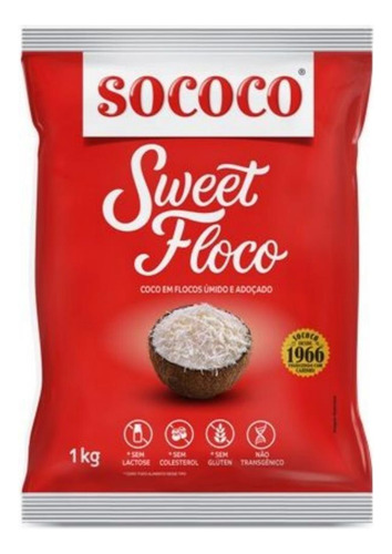 Coco Ralado Sococo Sweet Flocos Umidos E Adoçado 1kg