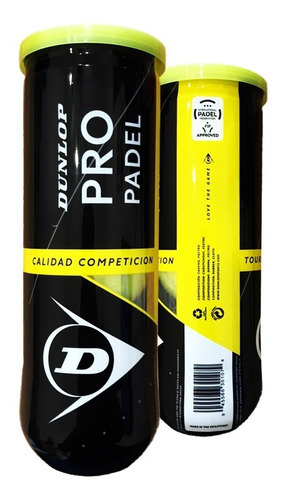 Tarro de Pelotas Dunlop Padel Pro Tournament Quality X3 Profesional