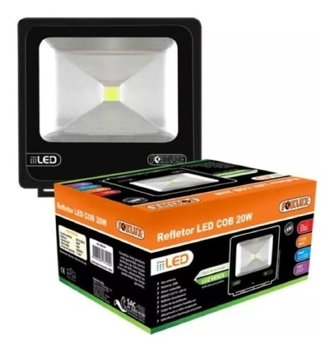 Refletor Led Cob 50w Preto 6500k Led38.22  Foxlux Bivolt Luz