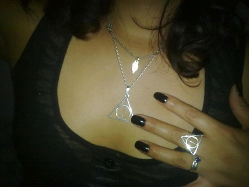 Set Anillo Y Collar Harry Potter Reliquias Muerte 100% Plata