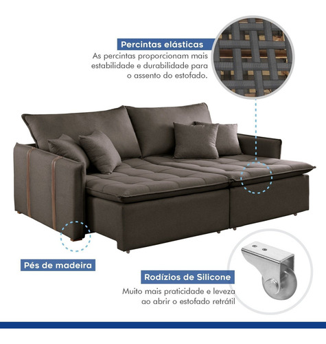 Sofá cama Detroit de madera de eucalipto 200 cm - Yescasa