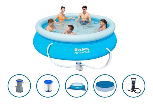 Pileta Bestway De Lona 305x76 Completa + Tapiz + Inflador