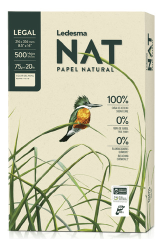 Resma Ledesma Nat Legal 75gr 500 Hojas Papel Natural Color Beige