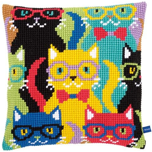 Kit De Cojín De Punto De Cruz Funny Cats 16  X 16 .