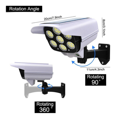 Camara Ip Falsa Reflector Solar Sensor Movimiento Control Color Blanca