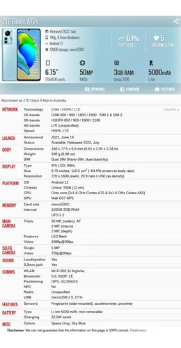 Zte Blade A72s A7050 3gb 64gb Dual Sim Duos