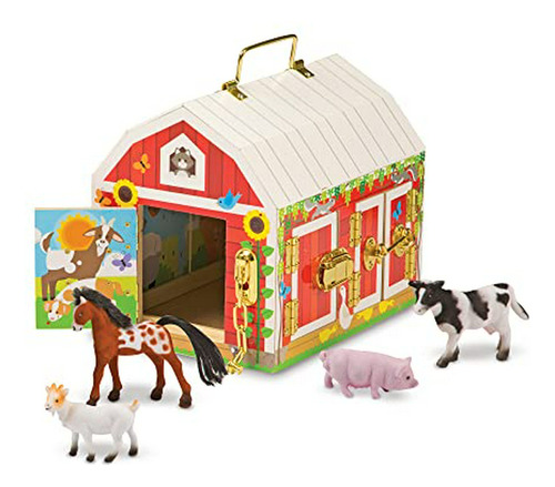 Granja De Madera Con Puertas Y Figuras Animales