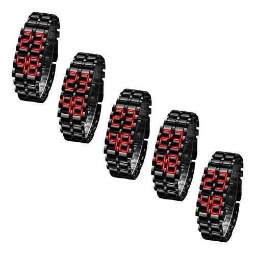 Reloj De Lava Negro, Mxker-005, 5 Pzas, Longitud 19.4cm, Anc Correa Negro