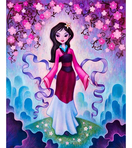 Pintura Diamante Decoración Princesa Disney Mulan 40x50 Cm