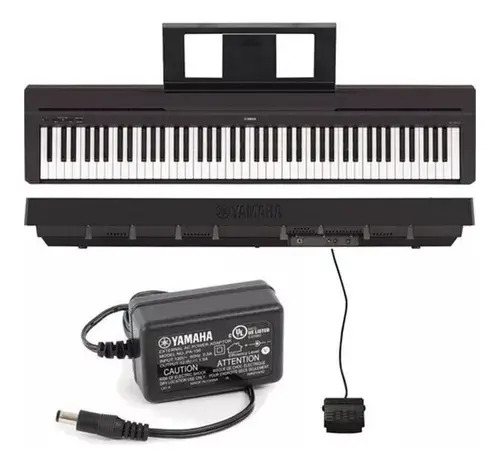Piano Digital Yamaha P45 + Pedal + Fonte + + Cor Preto