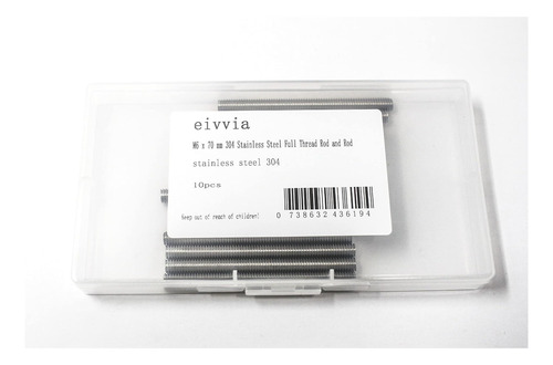 Eivvia 10 Pcs M6 X70 Mm 304 Varilla De Rosca Completa De