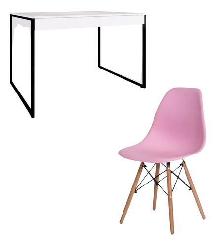 Conjunto Kit Com 1 Mesa 90x60 C/1 Cadeira Eames Rosa Promo