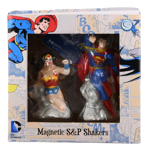 Westland Giftware Magnitic S&p Shakers Wonder Woman Superman