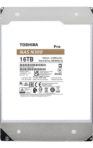 Nas Empresarial De Grandes Dimensões Toshiba N300 Pro 16t...
