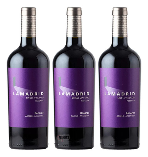 Vino Lamadrid Reserva Bonarda 750ml Pack X3 Unidades