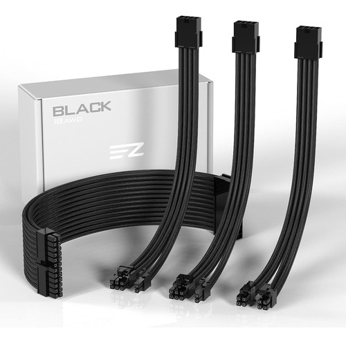 Kit De Cables Atx 24pin/8pin A 62pin Ezdiy-fab Negro 